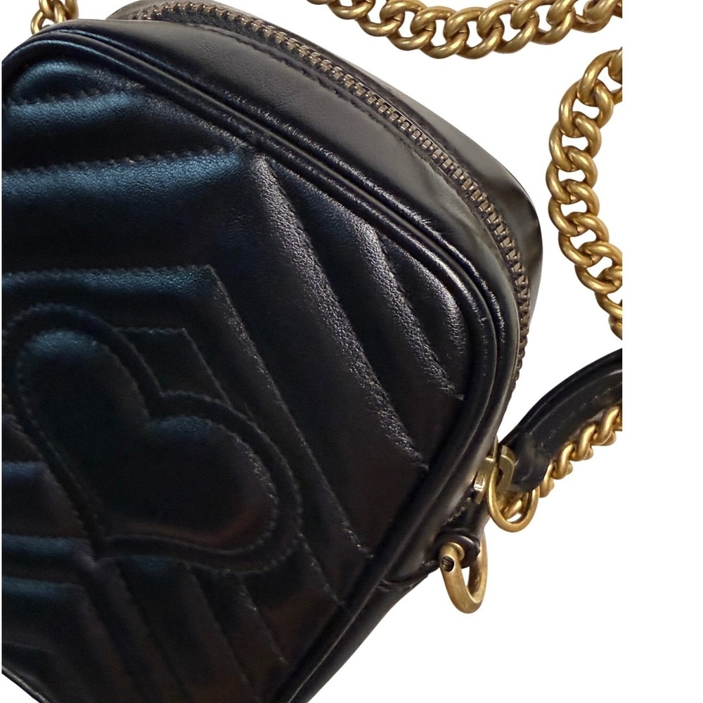 Gucci‎ GG Marmont Vertical Mini Crossbody Bag Black Leather EUC Authentic - Picture 9 of 13